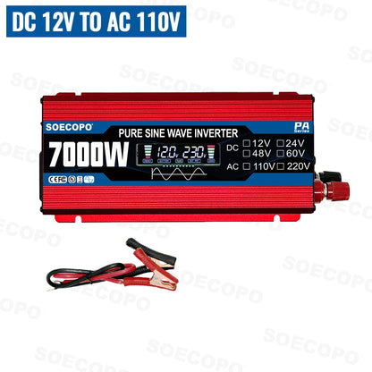 6000W-10000W Car Inverter 12V 24V to 110V 60Hz Voltage Converter Power Inverter with USB Charger for Home Solar System Generator