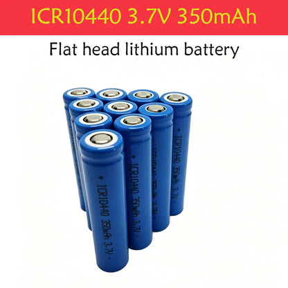 3.7V 350mAh ICR10440 Lithium Ion Battery - Button Top, Reusable & Long-Lasting for Flashlights, Headlamps， Pen Light
