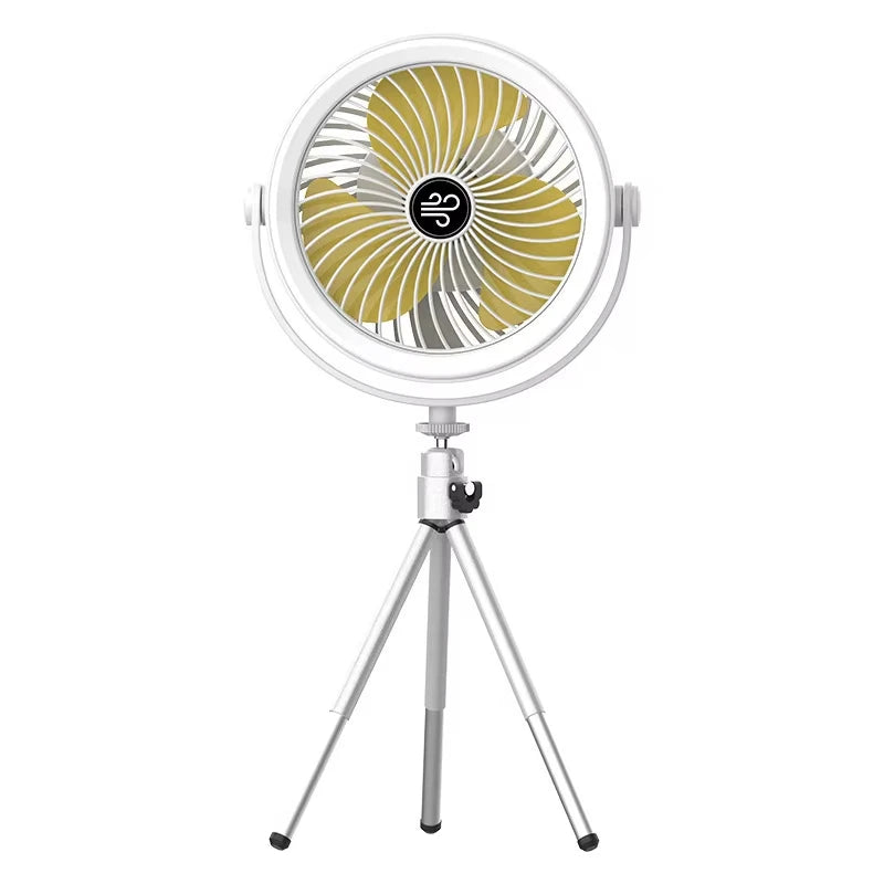 Outdoor Camping Fan Rechargeable Desktop Portable Circulator Wireless Ceiling Electric Fan Light Mini Standing LED Fan Lamp