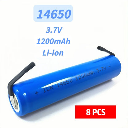 14650 Battery 3.7V 1200mAh Rechargeable Lithium Battery with Solder Tabs for Watch Flashlight Walkie Talkie Electric Toothbrush