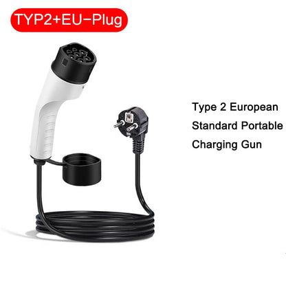 3.5KW 16A EV Portable Charger 3M 5M Cable Typ2 EU Plug Wallbox Adapter For Electric Vehicle