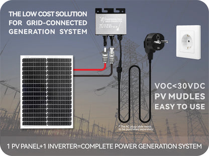 150W,200W Balcony Power Plant Solar Mini Grid Tie Micro Inverter 12-30V DC Input,  AC Output 180~265VAC, MPPT 99%,IP45, DIY