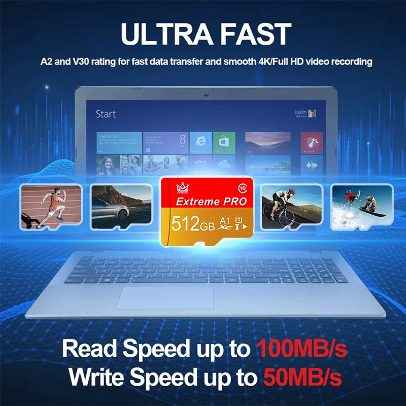 Ultra TF Cards 512GB 256GB 128GB 64GB Memory Card Micro TF SD Card SD Cards Full HD U3 for Gaming Console/PC/Desktop