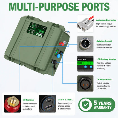 12V 100Ah LiFePO4 Battery 50Ah 150Ah 200Ah Lithium Waterproof Bluetooth Smart BMS 6000 Cycles Solar RV Marine Camping Outdoor