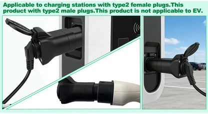 Portable EV Charging Adapter 220V Type 2 Male Plug to Schuko Socket Converter for IEC 62196-2 Charging Stations Electric Scooter