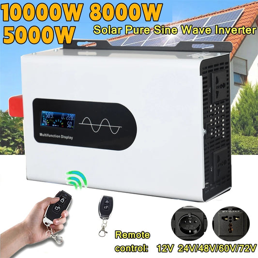10000W 8000W Pure Sine Wave Inverter 10KW DC 12V 24V 48V To AC 110V 120V 220V Portable Charger Solar Off Grid Power Inverters