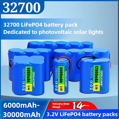 32700 3.2V LiFePO4 Battery Pack 30000mAh Lithium Iron Phosphate Batterie for Solar Street Lights Outdoor Courtyard Lamp Lighting