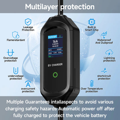 AFYEEV 3600W Portable Type2 IEC62196-2 EV Charger Type1 SAE J1772 Electric Car Charger GBT EVSE Charging Cable Wallbox EU Plug