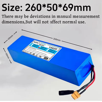 Batterie Li-ion 52V 5200mAH Avec BMS, 14S2P, Batterie 1500W Intégrée Pour Vélos, Scooters, Motos + Chargeur 58,8V2A