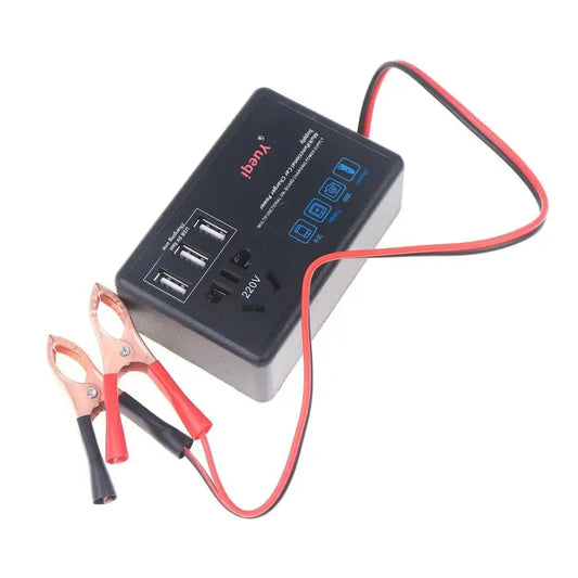 USB Port Equipped Car Power Inverter; Converts 12V/24V to 220V; Perfect for Charging RV and Trucks.