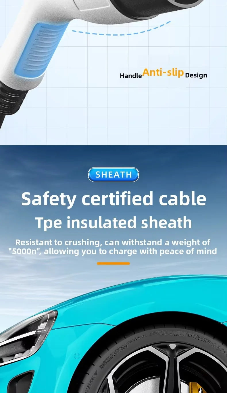 EV Charging Station Extension Cable 16A 7kW AC EV Charging Gun Extended Cord Slow-Charge Connector For BYD Home Use Charging