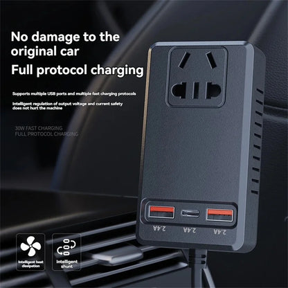 150W Car Inverter DC12V/24V to DC110V/220V USB C Car Charger Sockets Power Inverter Adapters Fast Charging Automobiles Inverters