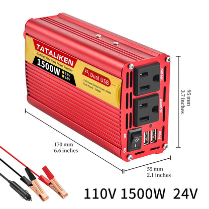 Inverters 12V,  24V 60HZ 600W 1500W 2000W 2500W, portable vehicle-mounted household frequency converter, universal socket