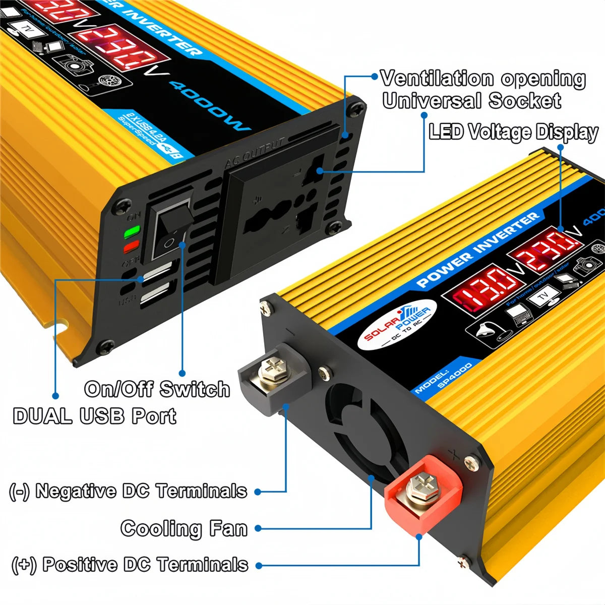 4000W Solar Inverter Kit Complete 12V to 110V/220V Solar Panel System 12V Solar Panel Battery Charge Controller Power Generation