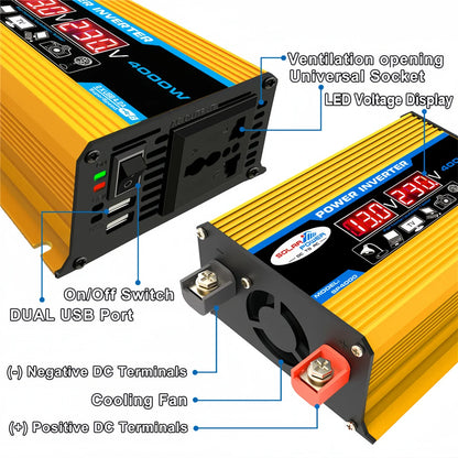 4000W Solar Inverter Kit Complete 12V to 110V/220V Solar Panel System 12V Solar Panel Battery Charge Controller Power Generation