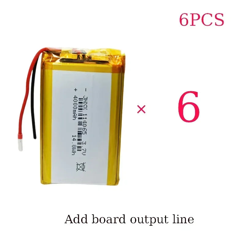 114065 Lithium Polymer Battery 3.7V 4000mAh Li-po Rechargeable Batteries for Power Bank Beauty Instrument Headphone Tachograph
