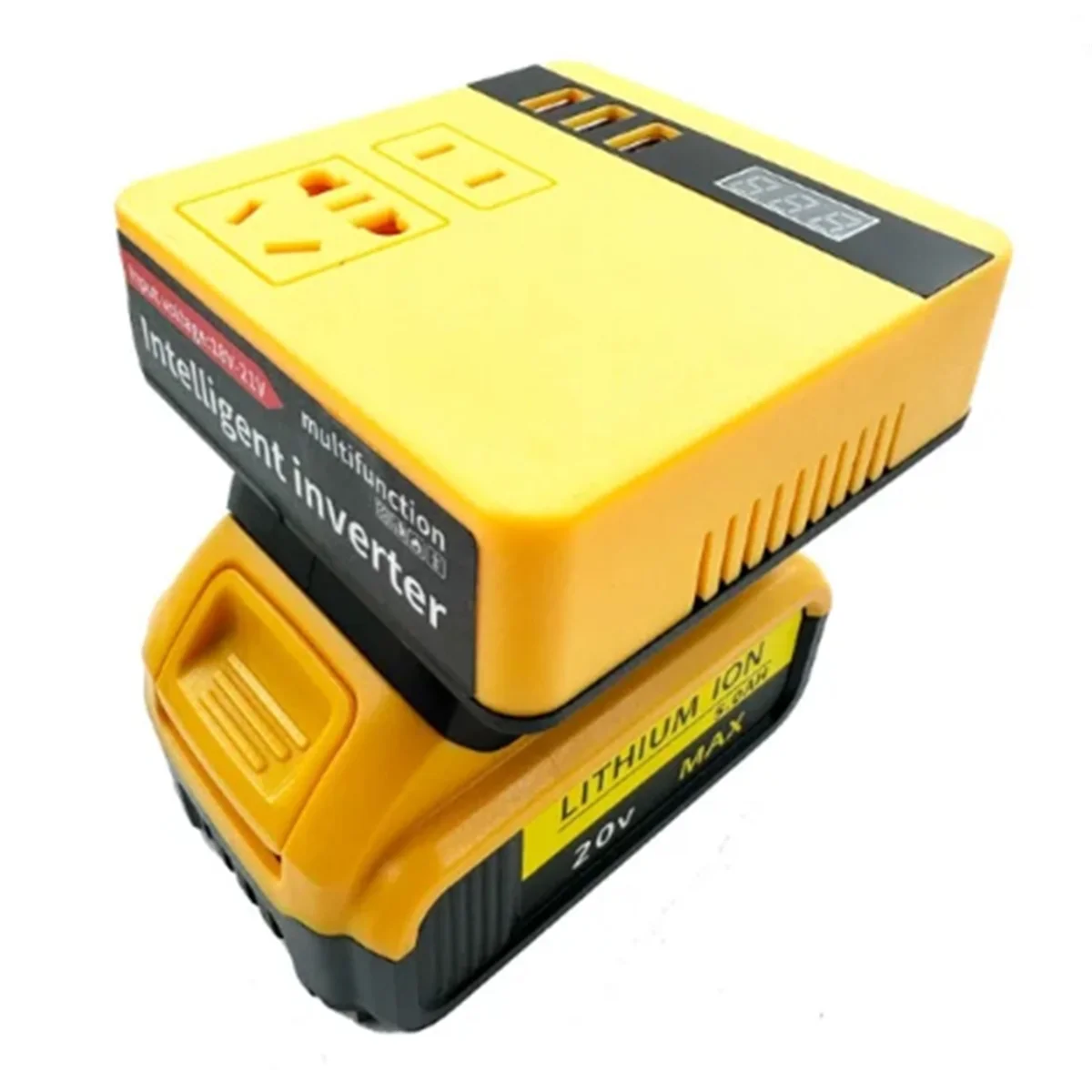 Multifunction Power Inverter DC 18V to 220V Inverter Adapter Power Supply Inverter for Dewalt 18V 20V BatteryJKL