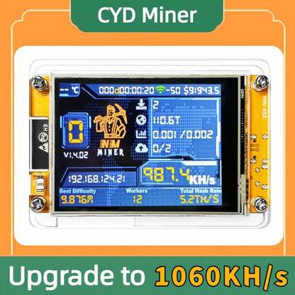 Lucky Miner for Computer Nerd Bitcoin Solo Lottery NMMiner Hashrate 1100KH/s 2.8 inch Smart Display Crypto ESP32 V3.0 DROOM