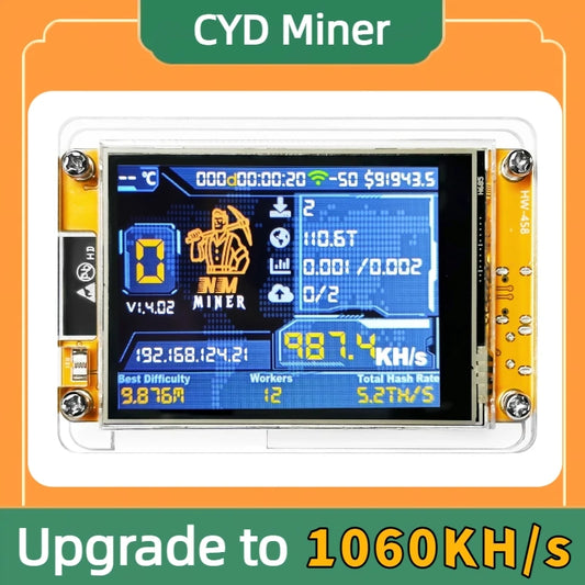 Lucky Miner for Computer Nerd Bitcoin Solo Lottery NMMiner Hashrate 1100KH/s 2.8 inch Smart Display Crypto ESP32 V3.0 DROOM