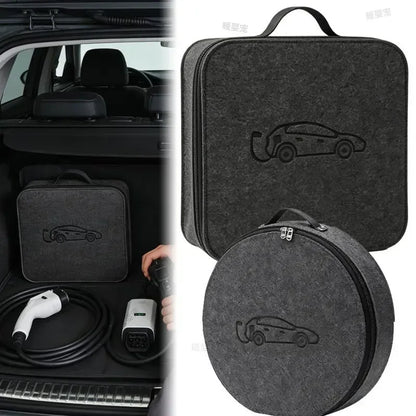 Portable EV Charging Gun Storage Bag New Energy Vehicle Charger Cable Organizer Auto Electric Car Charging Wire Carry Handbag
