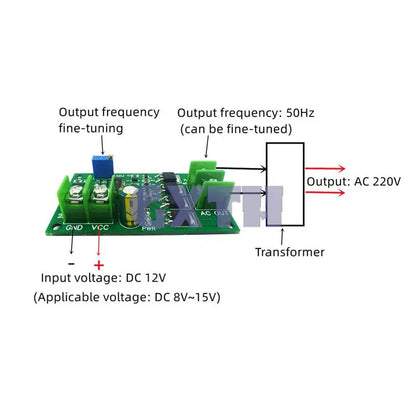 200W DC 12V To AC 12V Inverter 50Hz Square Wave Signal Generator Module 12W AC 12V To 220V Power Transformer