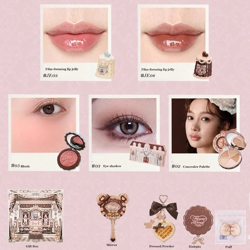 THE SWEETIE BEAR COLLECTION Makeup Gift Set All In Shimmer Eye Shadow Palette Blush Powder Lip Jelly Gift Box