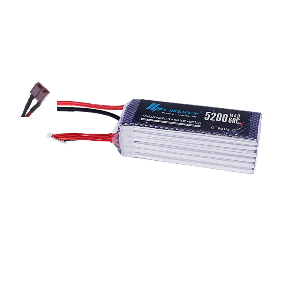 2S/3S/4S/6S 7.4v 11.1v 14.8v 22.2v 5200mah Lipo Battery 60C For RC Toys Car Truck Boats Drone Helicopter Parts With XT60 T Deans
