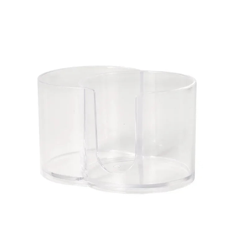2 in 1 Clear Makeup Organizer Round Acrylic Makeup Removal Cotton Pads Portable Swab Storage Box Cosmetic Make Up Storage Holder