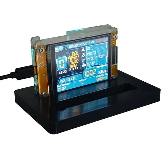 New! Stand Upgraded 2200KH/S Nerdminer+ 2×1100KH/S Slots Bitcoin Crypto Solo Lottery Miner 2.8" Smart Display Harshrate Nmminer