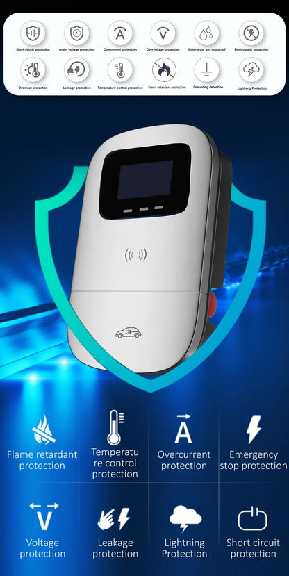 JIGU 11KW Electric Vehicle Charger GBT Car Charging Station Wallbox 380V EV Charger 16A GB/T Charging Cable 10 meters