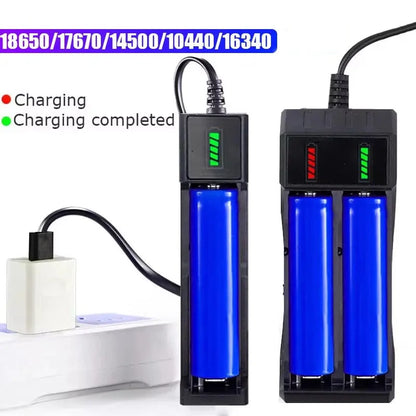 18650 Battery Charger 1/2/4 Slots Dual 18650 Charging 3.7V  Rechargeable Lithium Battery USB Charger For 16340 14500 18650