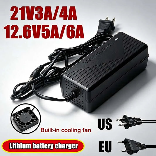 Lithium Battery Pack Charger 12.6V 6A 5A 21V 4A 3A Fast Charging for Power Tool 5s 18V 21V Li-ion Battery Charger EU US Plug
