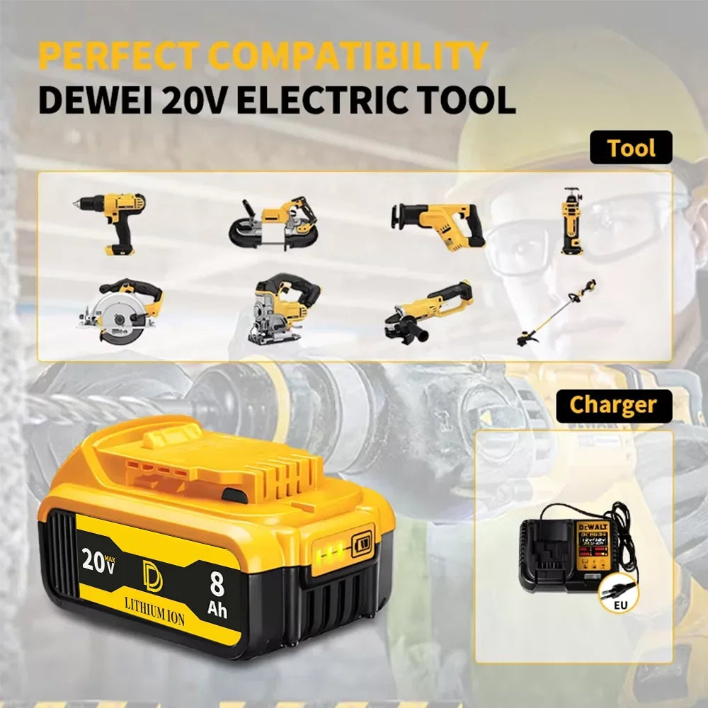 for DEWALT 20V 6000&8000mAh lithium ion battery, dewalt power tool DCB606, DCB205，DCB206，DCBGene，DCB200 MAX，20V dewalt batteries
