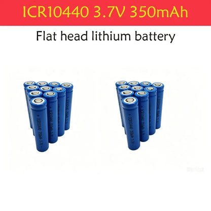 3.7V 350mAh ICR10440 Lithium Ion Battery - Button Top, Reusable & Long-Lasting for Flashlights, Headlamps， Pen Light