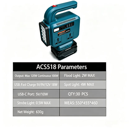 6‑IN‑1 Power Inverter DC 18V to 220V Adapter Power Supply for Home Appliances Compatible with Makita Battery