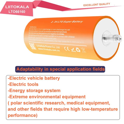 2.3V 40Ah battery 25000 cycles LiitoKala LTO66160 10C discharge DIY 12V 24V low temperature resistant lithium Titanate batteries