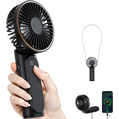 Handheld Fan Cooling Rechargeable 180° Adjustable 6 Speed Wind Display Portable Air Conditioner Foldable Quiet Fan As Power Bank