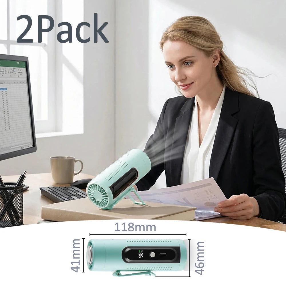 3-in-1 Portable USB Rechargeable Fan 199 Variable Speeds High Capacity 3000mAh Handheld Neck Hanging Fan for Camping Pocket Fan