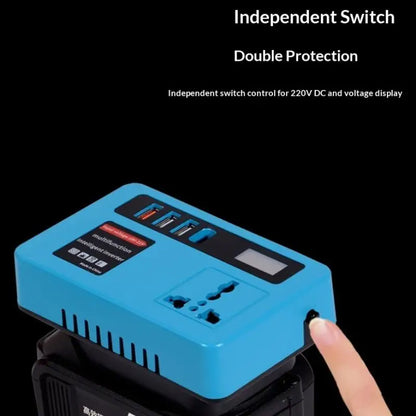 【S】18v-21v To 220v Battery Inverter with 4 USB LED Multifunctional Smart Transformer Dual Plug Household