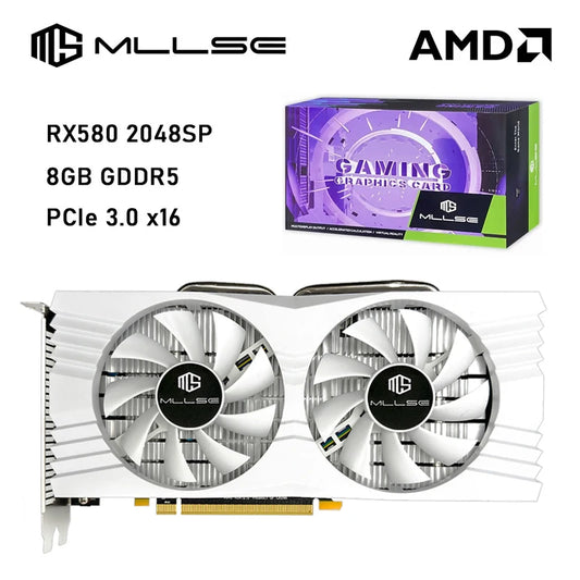 MLLSE AMD Radeon RX 580 8GB Graphics Card GDDR5 256-bit PCI Express 3.0 ×16 8Pin 14 NM Gaming GPU Desktops Placa De Video Card
