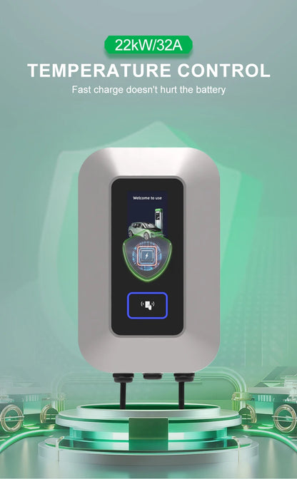 32A EV Charging Station 22KW 3Phase Electric Vehicle Charger Type2 EVSE Wallbox IEC62196-2 EV Charge Type 2 with 5M Cable
