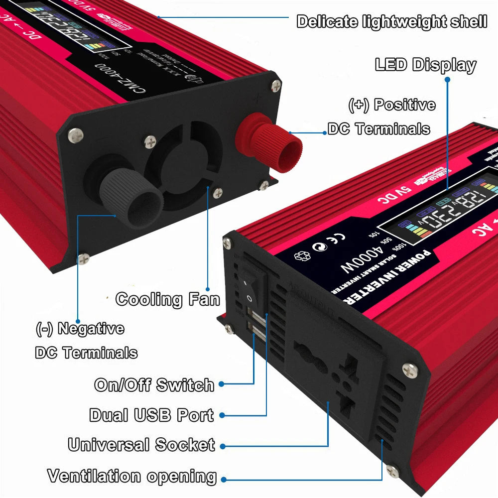 600W Car Power Inverter 12 v 110 v 220 v DC to AC Auto Solar Inversor Voltage Converter 12v to 110v 220V Transformer Rated 300W