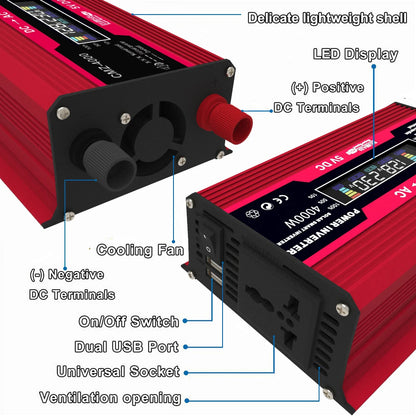 600W Car Power Inverter 12 v 110 v 220 v DC to AC Auto Solar Inversor Voltage Converter 12v to 110v 220V Transformer Rated 300W