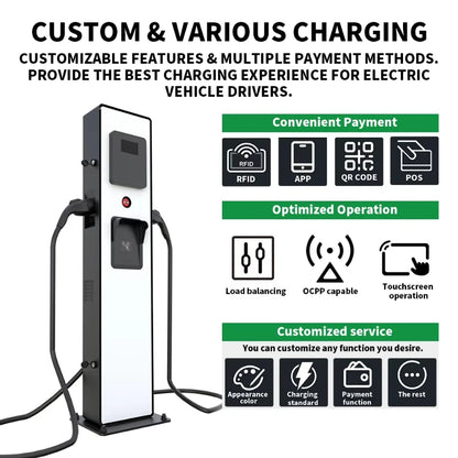 Customized Commercial DC EV Charger Station, 20/30kW Two Cable EVSE Fast Charging Pile for Hotel Private Parking Service
