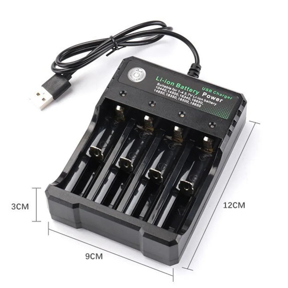 2 3 4 Slots 18650 Battery Charger 3.7V Portable Rechargeable Charger Lithium For 26650 18700 17670 16340 14500 10440 Batteries