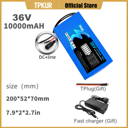 Brand New 36V 10AH 15AH 20AH Lithium Battery Pack, Suitable for 100-1500Watt Motors, with Built-in BMS for Scooters and Bicycles
