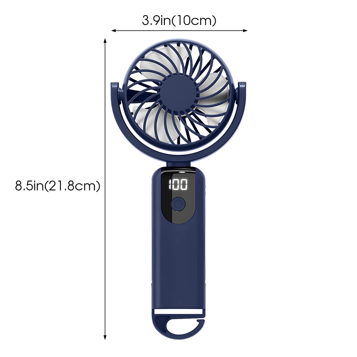 Rechargeable Travel Fan, Portable mini Handheld Fan, 5-Speed Wind Speed, LED Display, 90° Foldable Cooling Fan, Outdoor Camping