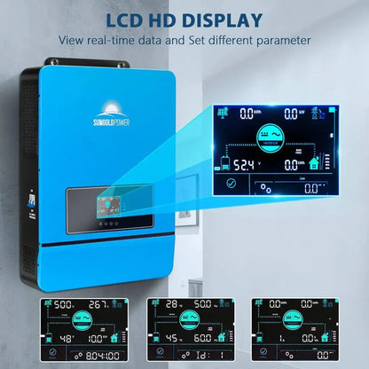 SUNGOLDPOWER 10000W 48V Solar Inverter, Built-in 2 MPPTs, Max 200A Charging, Split Phase AC Input/Output 120V/240V(settable),Pur