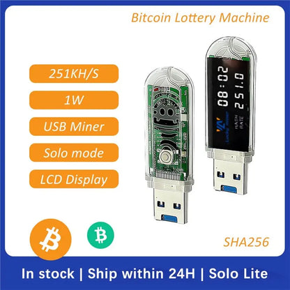 Nerdminer V2 LV03 USB BTC Miner Upgraded Mini Bitcoin 250KH/S Silent ASIC Crypto Miner-N32R
