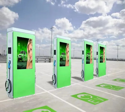 Customized ev charging station integrated lcd advertising display digital signage for commercial plaza retail business operators